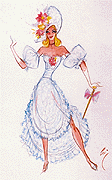 Fedor gnes-Szilgyi Gyrgy-Rtonyi Rbert: Miss Arizona - zens komdia Thlia Stdi, 1981. jelmezterv, akvarell (magntulajdon)